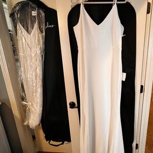 Lulu's Elegant White V-Neck Wedding Dress